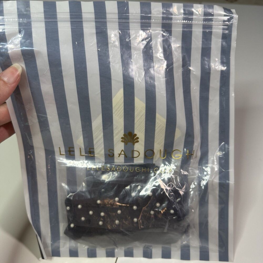 SOLD NWT Lele Sadoughi Black Pearl Dot Headband and Face Mask Set Gossip Girl OS - Picture 6 of 8